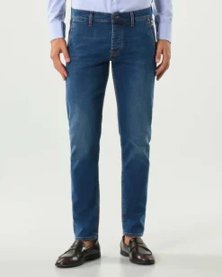 Jeans tasca america New Elias Roy Roger's slim-fit in cotone stretch lavaggio Carlin Light medio