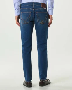Jeans tasca america New Elias Roy Roger's slim-fit in cotone stretch lavaggio Carlin Light medio