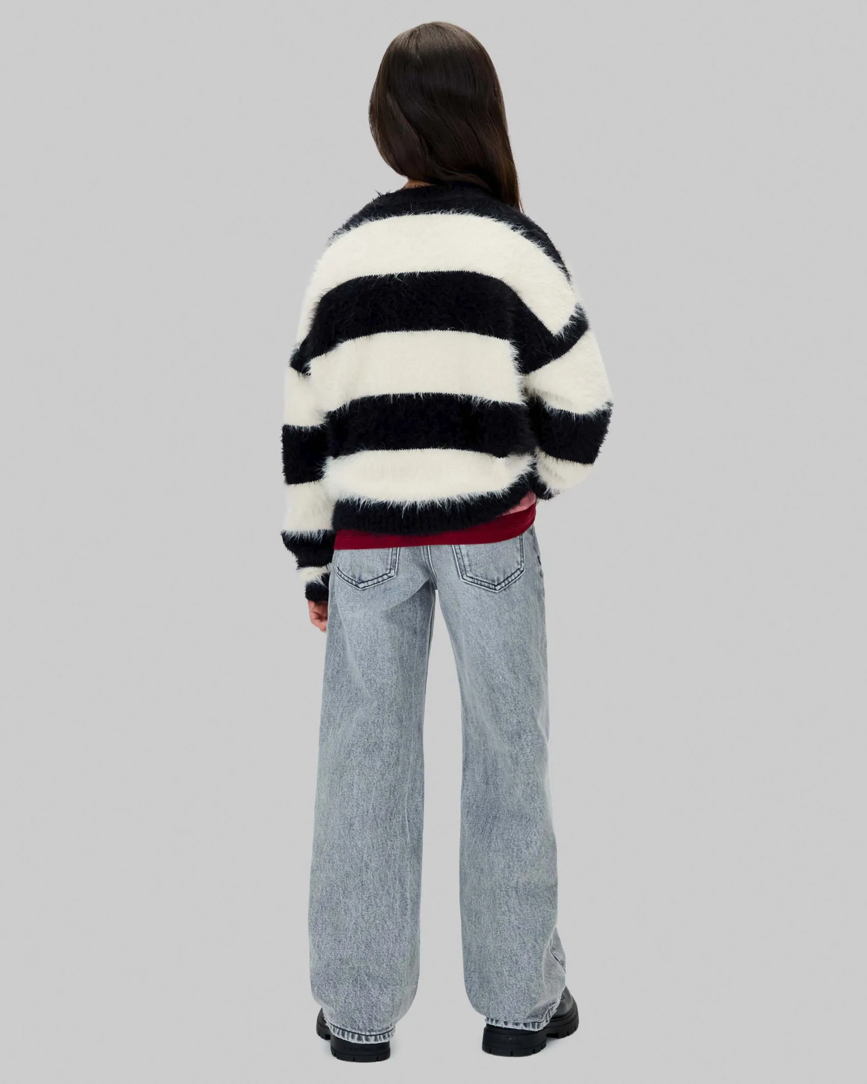 Jeans wide leg Calvin Klein grigio stone washed in cotone