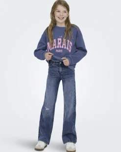 Jeans wide leg Kids Only lavaggio medio stone washed con baffature