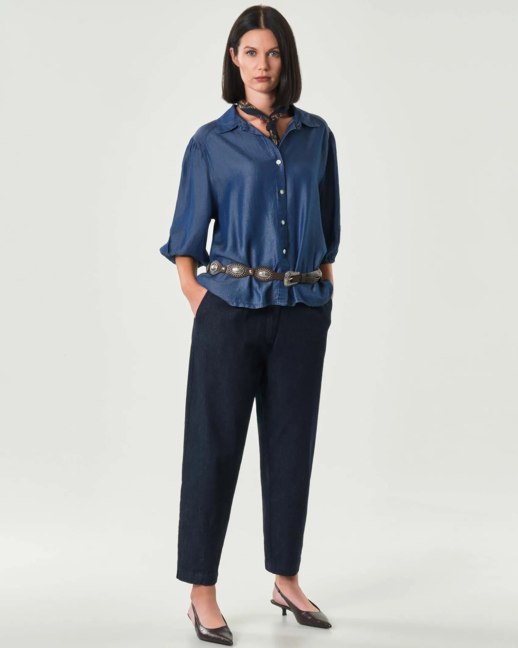 Jens blu tramato Hlo! dalla linea slim in cotone stretch