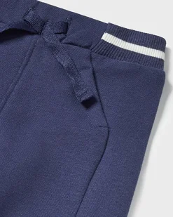 Jogger blu in felpa di cotone stretch con coulisse