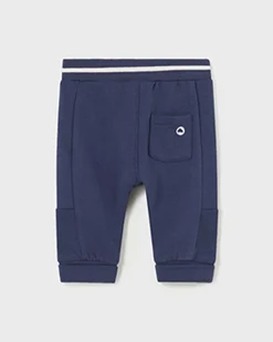 Jogger blu in felpa di cotone stretch con coulisse
