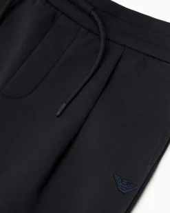 Jogger Emporio Armani blu loose fit in cotone stretch con coulisse