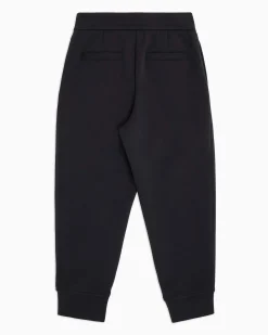 Jogger Emporio Armani blu loose fit in cotone stretch con coulisse
