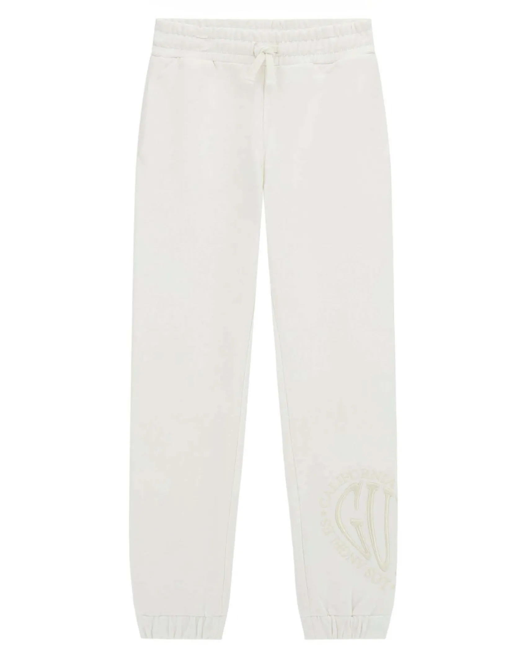 Jogger Guess bianco in felpa di puro cotone con coulisse