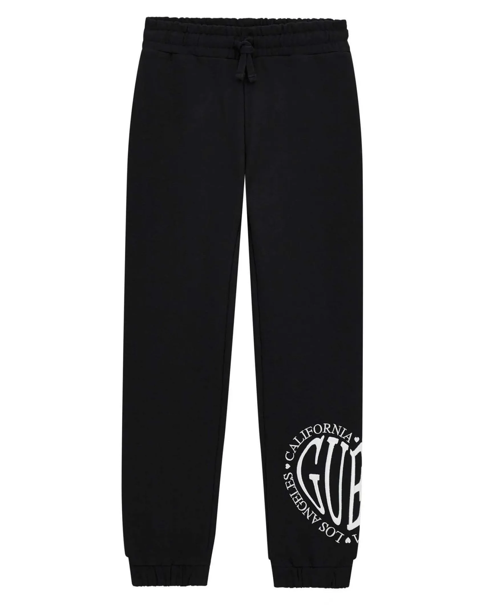 Jogger Guess nero in felpa di puro cotone con coulisse
