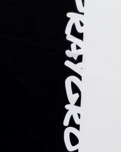 Jogger in felpa di cotone neri con coulisse e stampa logo bianca