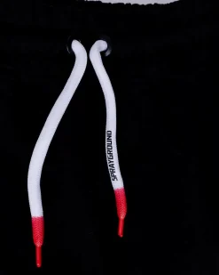 Jogger in felpa di cotone neri con coulisse e stampa logo bianca
