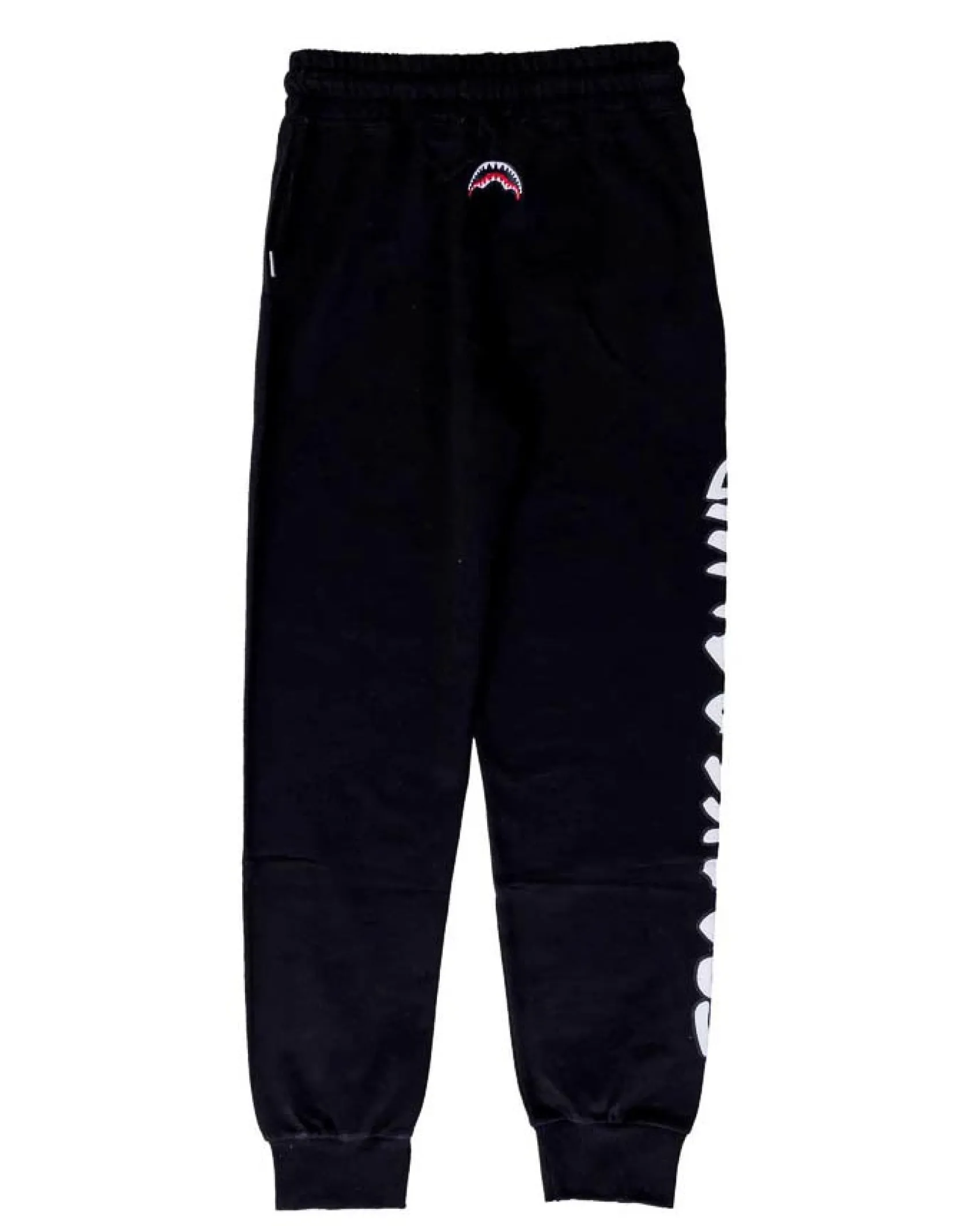 Jogger in felpa di cotone neri con coulisse e stampa logo bianca