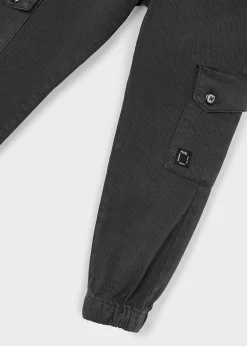 Jogger Mayoral cargo color piombo in cotone stretch