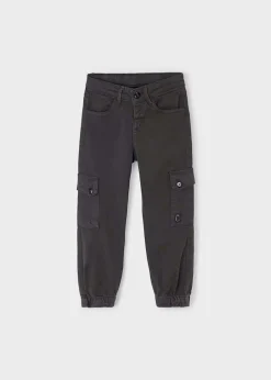 Jogger Mayoral cargo color piombo in cotone stretch