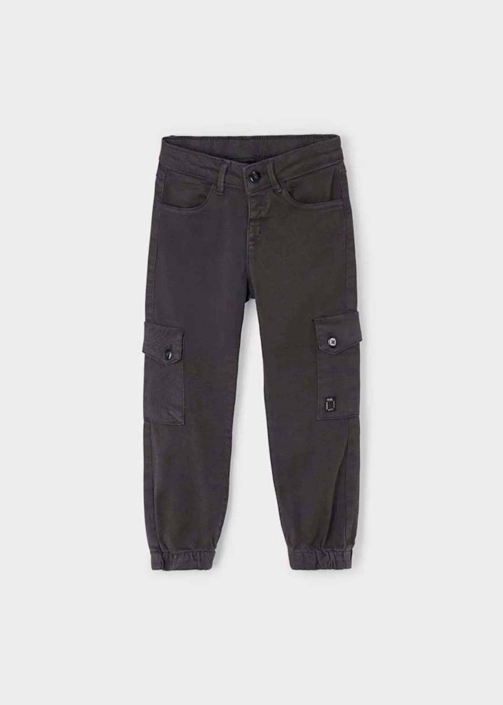 Jogger Mayoral cargo color piombo in cotone stretch