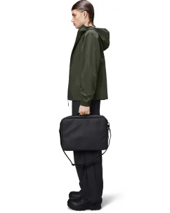 Laptop bag Rains nera in tessuto tecnico impermeabile effetto gommato