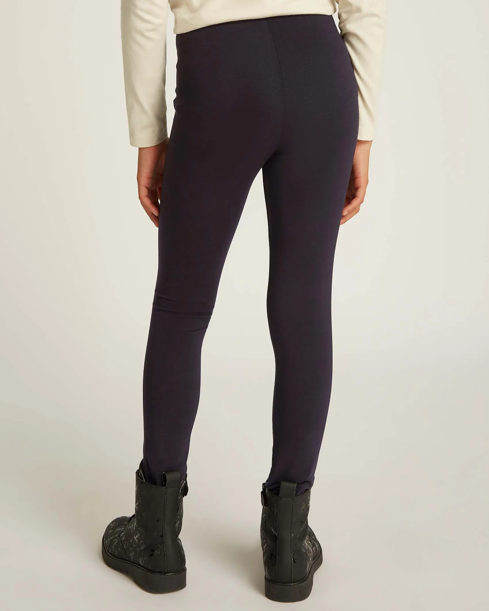 Leggins Calvin Klein nero in cotone stretch con logo monogram