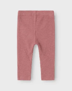 Leggins Lil'Atelier malva in cotone stretch a costine con taschina
