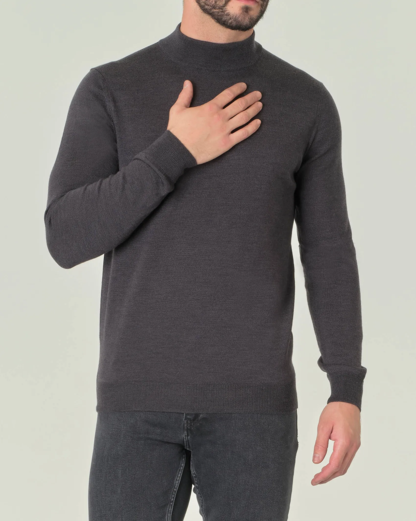 Lupetto Pellizzari antracite in pura lana merino
