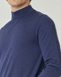 Lupetto Pellizzari blu melange in pura lana merino