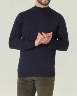 Lupetto Pellizzari blu navy in pura lana merino