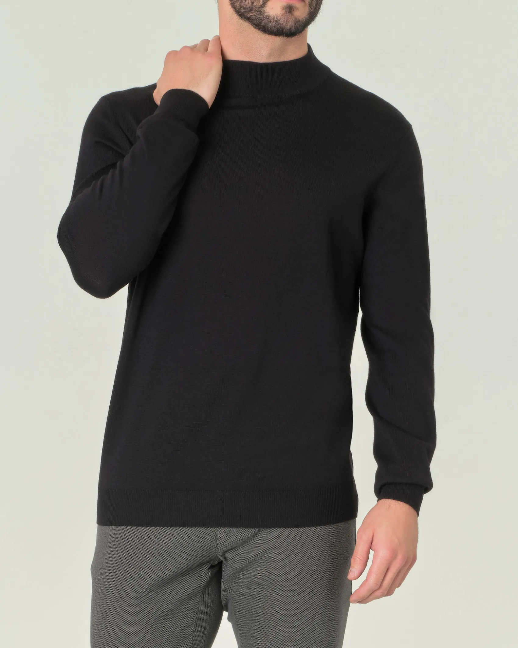 Lupetto Pellizzari nero in pura lana merino