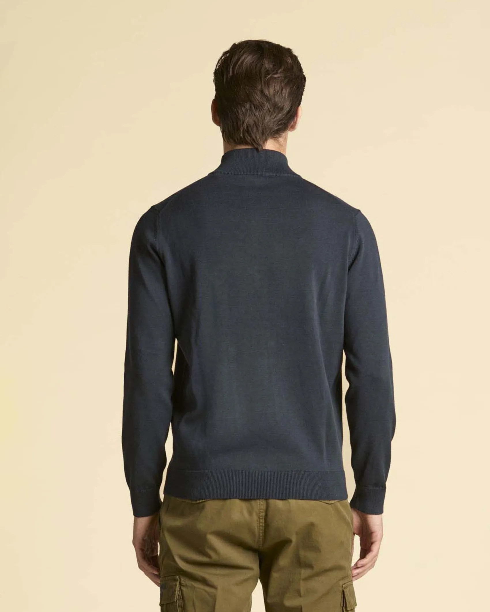 Maglia Aeronautica Militare blu in puro cotone con chiusura a mezza zip
