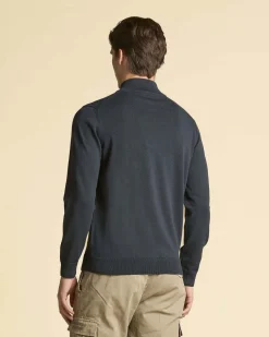 Maglia Aeronautica Militare blu in puro cotone con chiusura zip