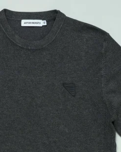 Maglia Antony Morato grigia girocollo in viscosa stretch con patch gommato sul petto 12-16 anni