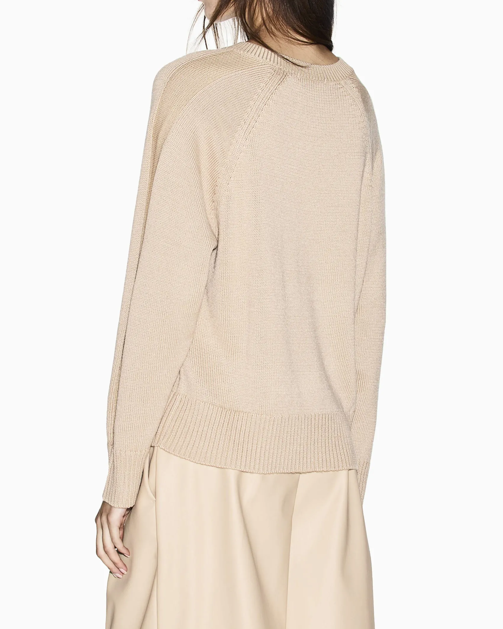 Maglia Armani Exchange beige in misto lana con lavorazione a maglia