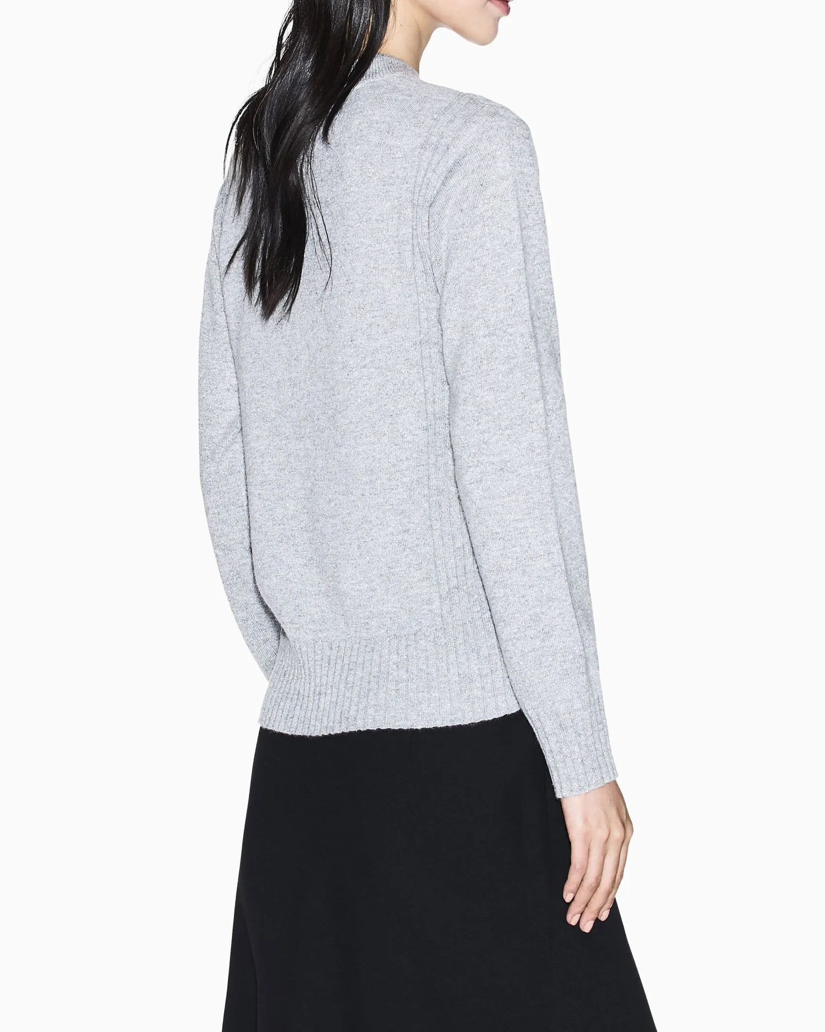 Maglia Armani Exchange grigia in misto viscosa con dettagli in rilievo