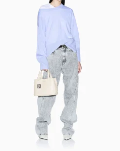 Maglia Armani Exchange lilla in lana vergine con dettagli in maglia a coste