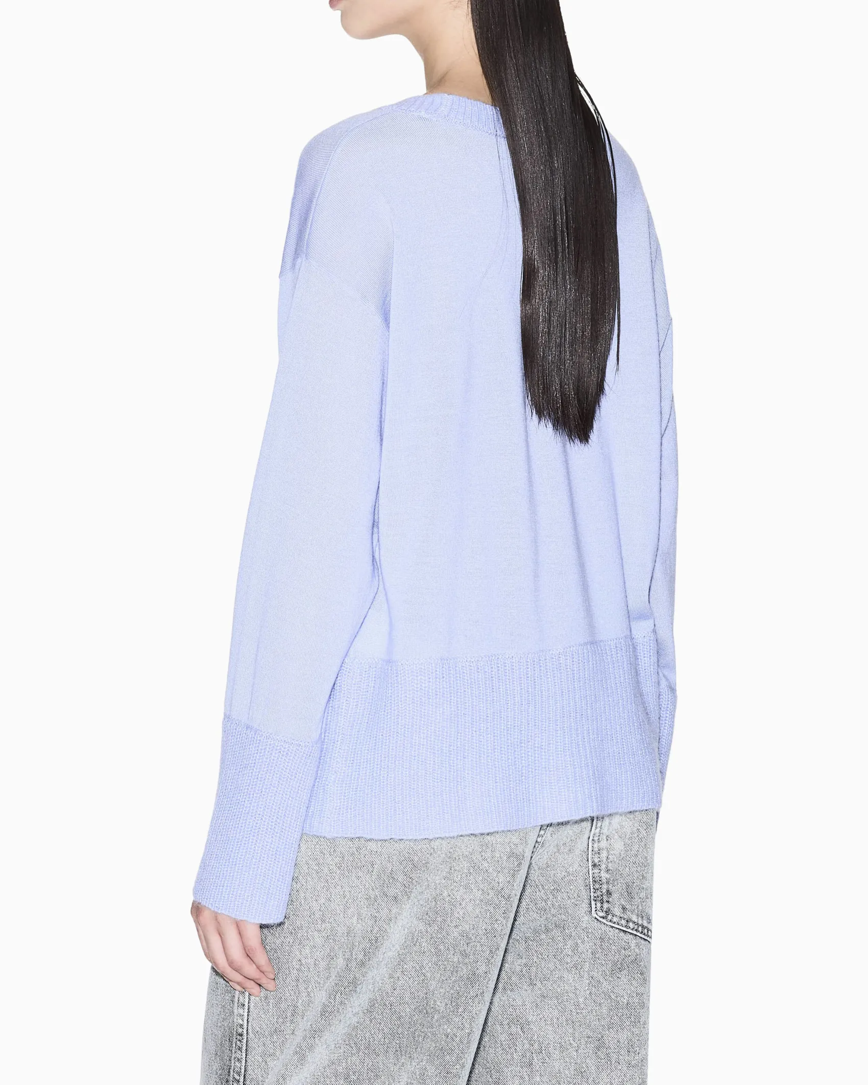 Maglia Armani Exchange lilla in lana vergine con dettagli in maglia a coste