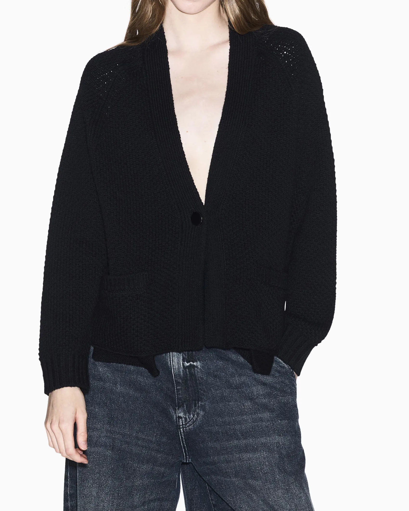 Maglia Armani Exchange nera in misto lana con lavorazione in rilievo