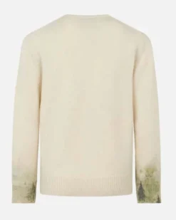 Maglia avorio MC2 Saint Barth girocollo in misto lana e cashmere con grafica coniglietto e scritta Oops!