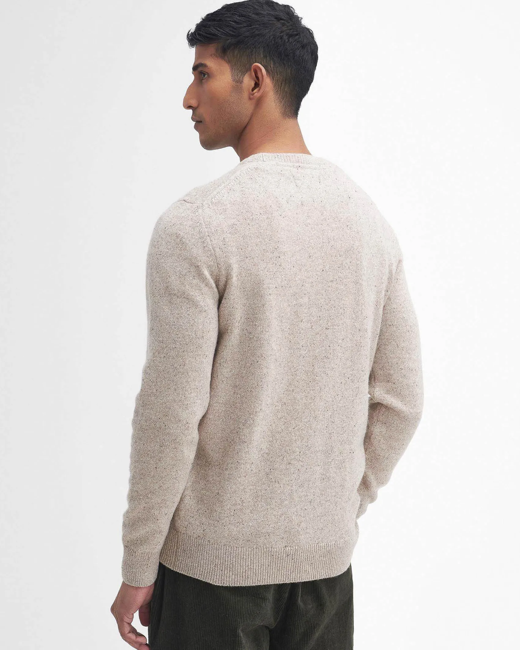 Maglia Barbour girocollo Tisbury beige in misto lana e seta effetto bottonato