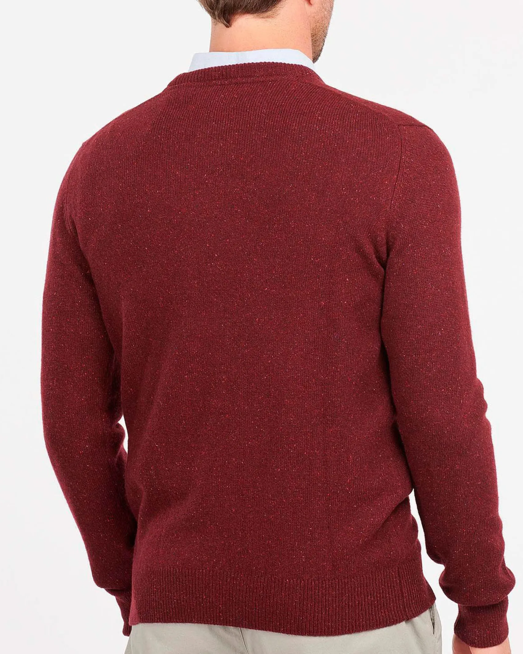 Maglia Barbour girocollo Tisbury bordeaux in misto lana e seta effetto bottonato