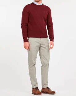 Maglia Barbour girocollo Tisbury bordeaux in misto lana e seta effetto bottonato