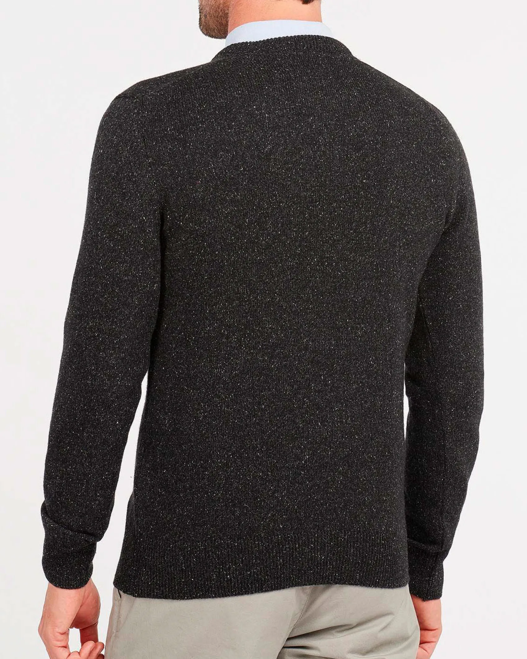Maglia Barbour girocollo Tisbury nera in misto lana e seta effetto bottonato