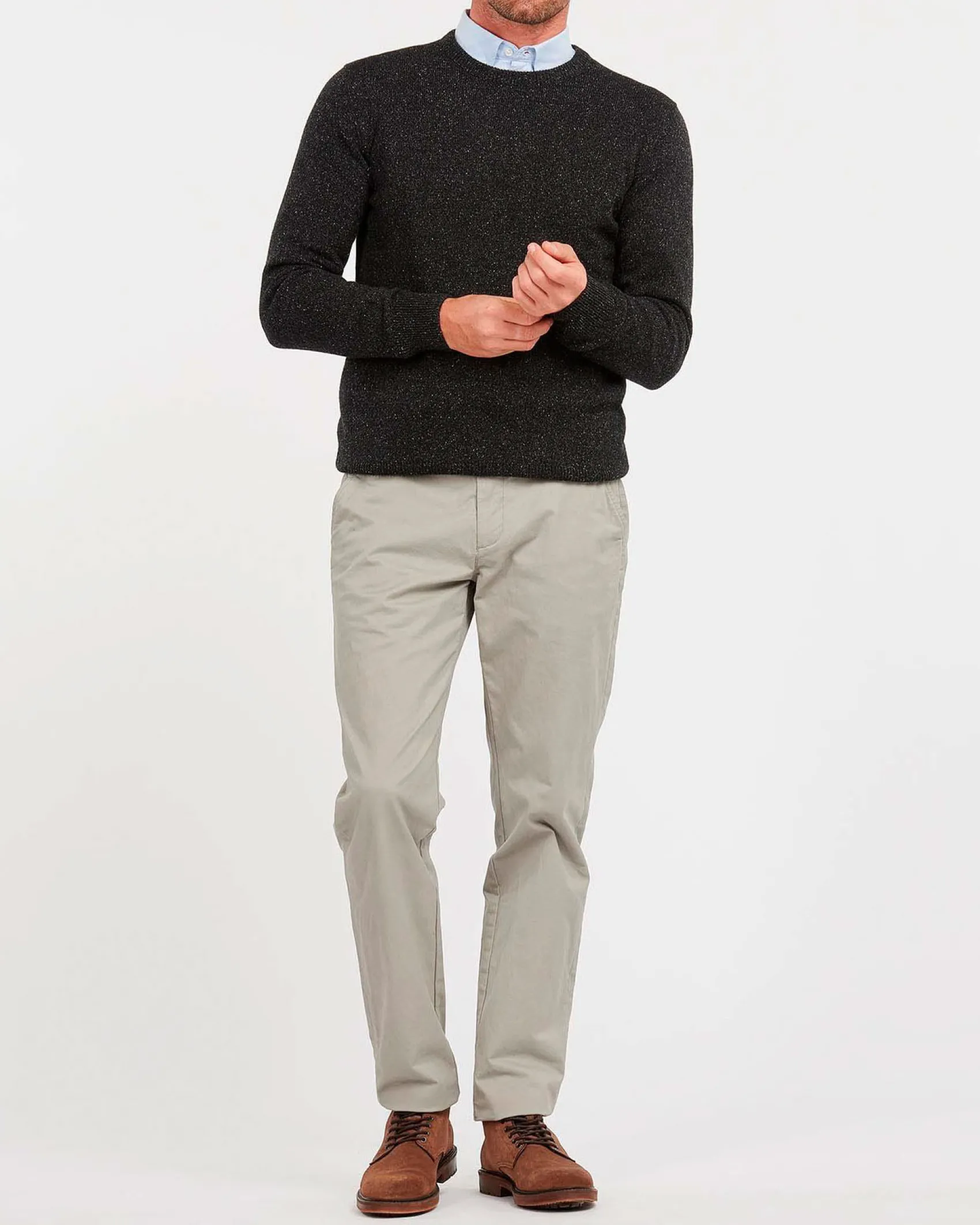 Maglia Barbour girocollo Tisbury nera in misto lana e seta effetto bottonato