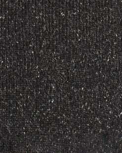 Maglia Barbour girocollo Tisbury nera in misto lana e seta effetto bottonato