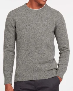 Maglia Barbour girocollo Tisbury grigia in misto lana e seta effetto bottonato