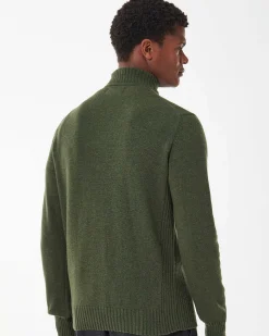 Maglia Barbour verde militare in lana con chiusura a mezza zip