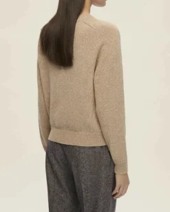 Maglia beige Emme Marella a motivo a losanghe grigie in misto lana