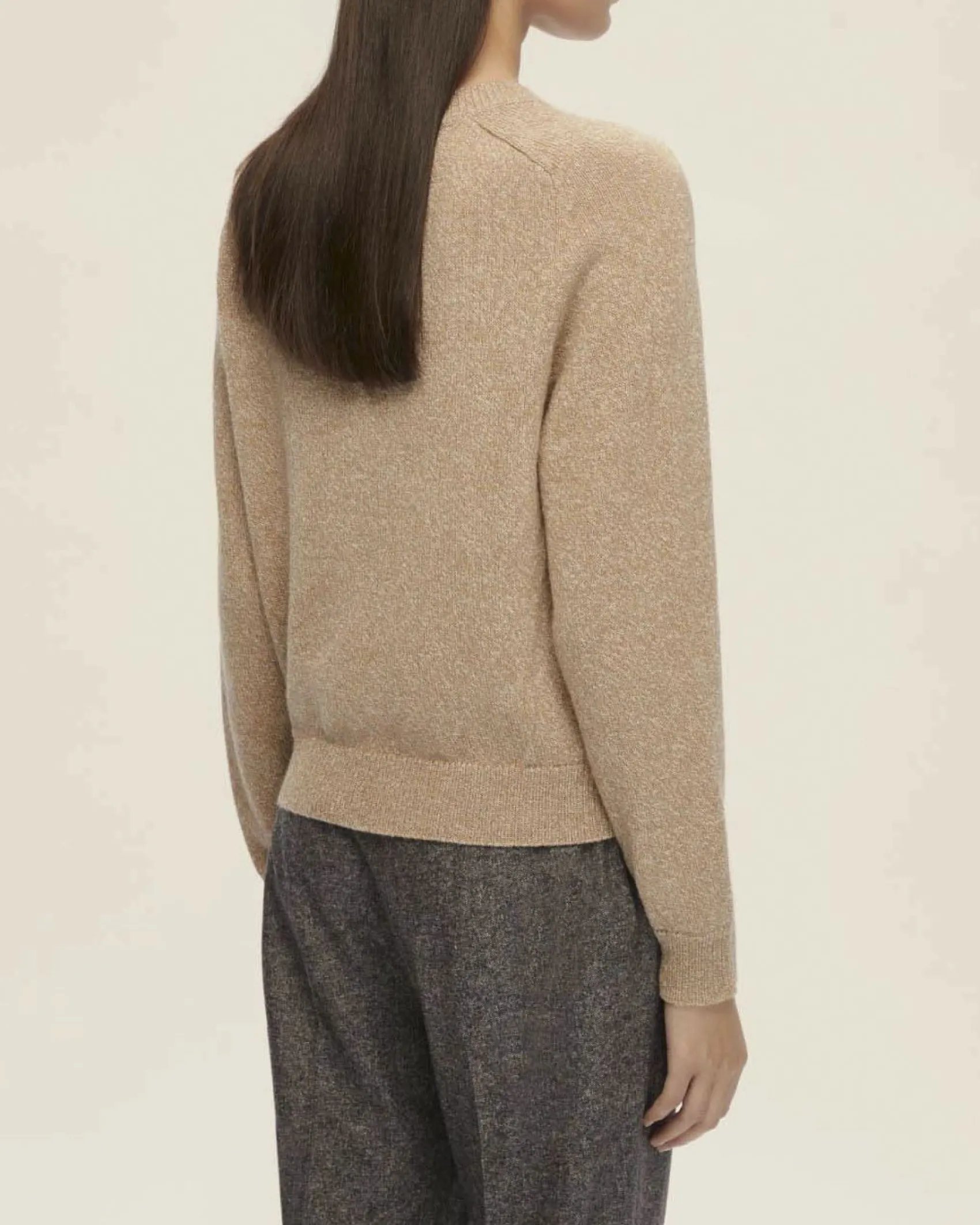 Maglia beige Emme Marella a motivo a losanghe grigie in misto lana