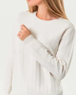 Maglia bianca Armani Exchange in misto viscosa con logo jacquard all over
