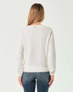 Maglia bianca Armani Exchange in misto viscosa con logo jacquard all over