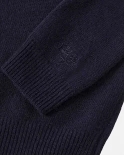 Maglia blu MC2 Saint Barth girocollo in misto lana e cashmere con scritta Bello e Monello