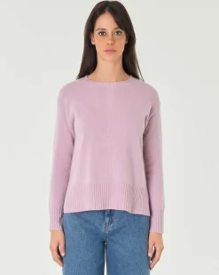 Maglia color cipria in pura lana con lavorazione cardata verticale