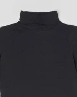 Maglia Elsy lupetto nera a manica lunga in viscosa stretch