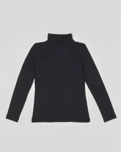 Maglia Elsy lupetto nera a manica lunga in viscosa stretch