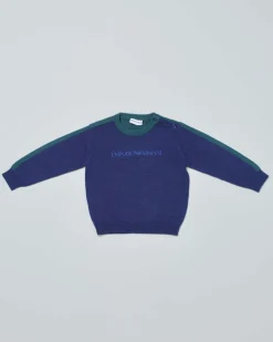 Maglia Emporio Armani blu royal in misto lana con retro verde